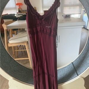 Reformation Wine Lace-Trim Slip Dress
